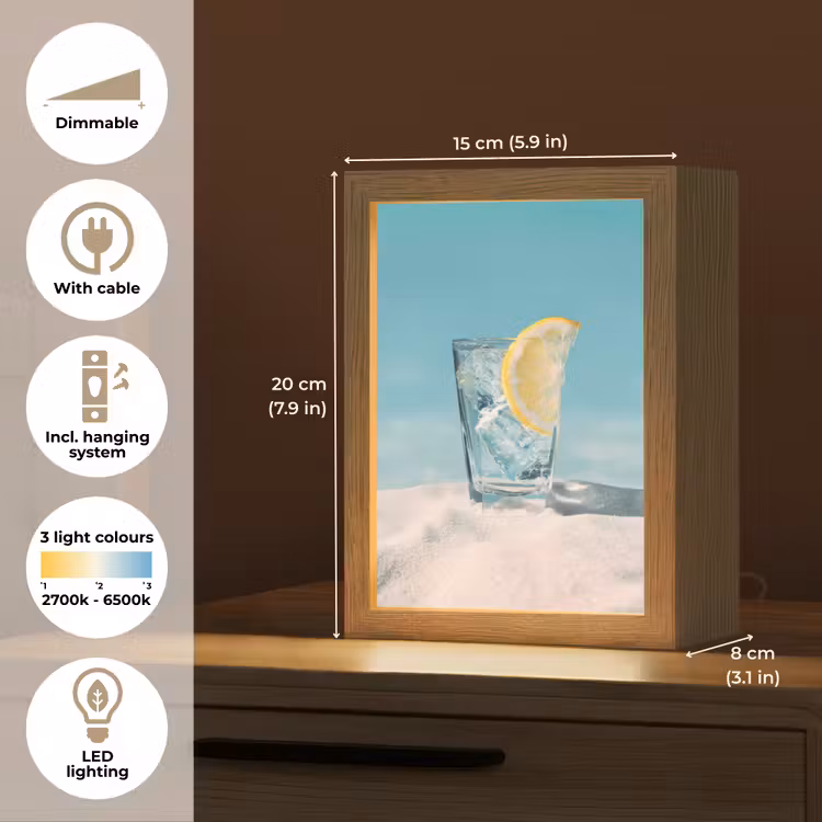 Glas - ijsblokjes - Citroen Light Box met kabel (Tafellamp) klein -USP_EN