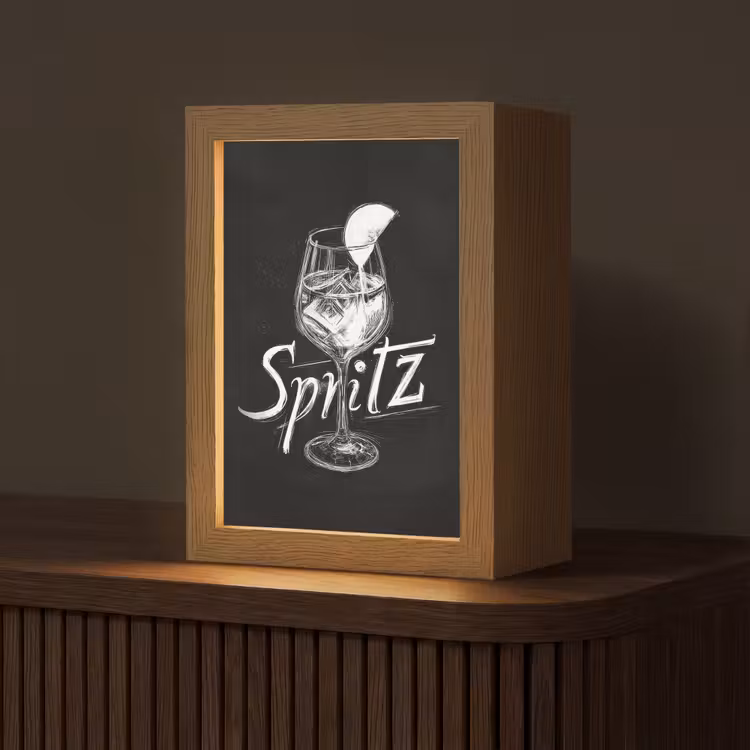 Glas spritz - Krijtletters - Ijsblokjes - Citroen Light Box met kabel (Tafellamp) klein -z3d_website
