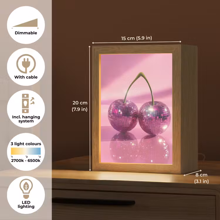 Glitter - Discobol - Roze - Kersen Light Box met kabel (Tafellamp) klein -USP_EN