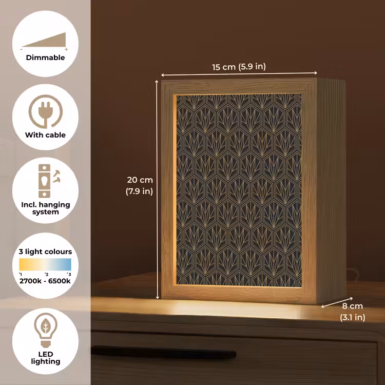 Goud - Zwart - Lijnen Light Box met kabel (Tafellamp) klein 925 -USP_EN