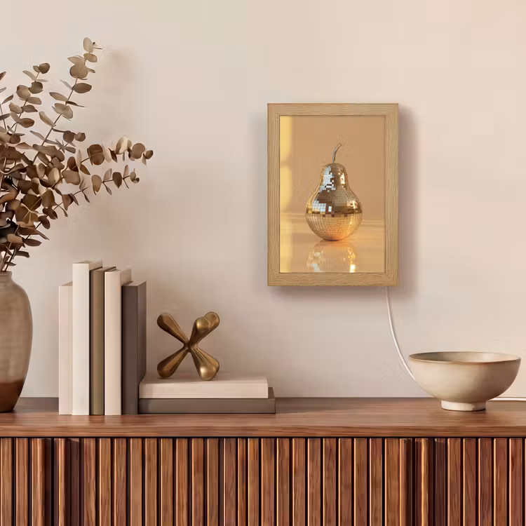 Goud - Disco - Glitter - Peer Light Box met kabel (Tafellamp) klein -sfeer2