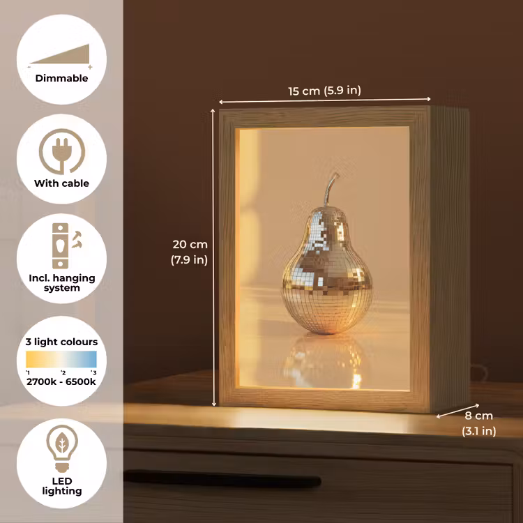 Goud - Disco - Glitter - Peer Light Box met kabel (Tafellamp) klein -USP_EN