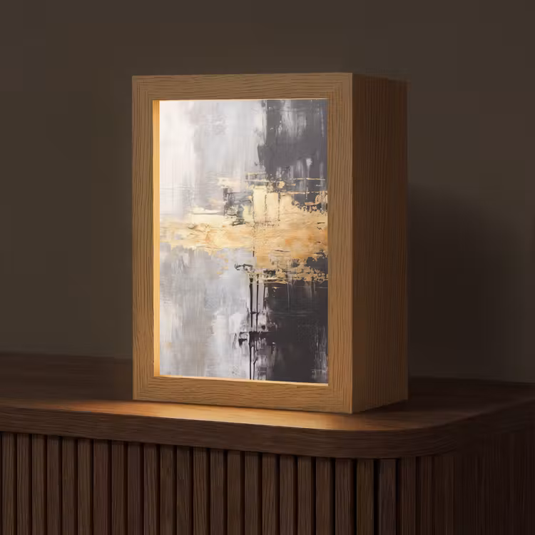 Goud - Luxe - Acryl - Kunst Light Box met kabel (Tafellamp) klein -z3d_website