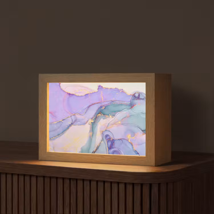 Goud - Marmer - Paars Light Box met kabel (Tafellamp) klein -z3d_website