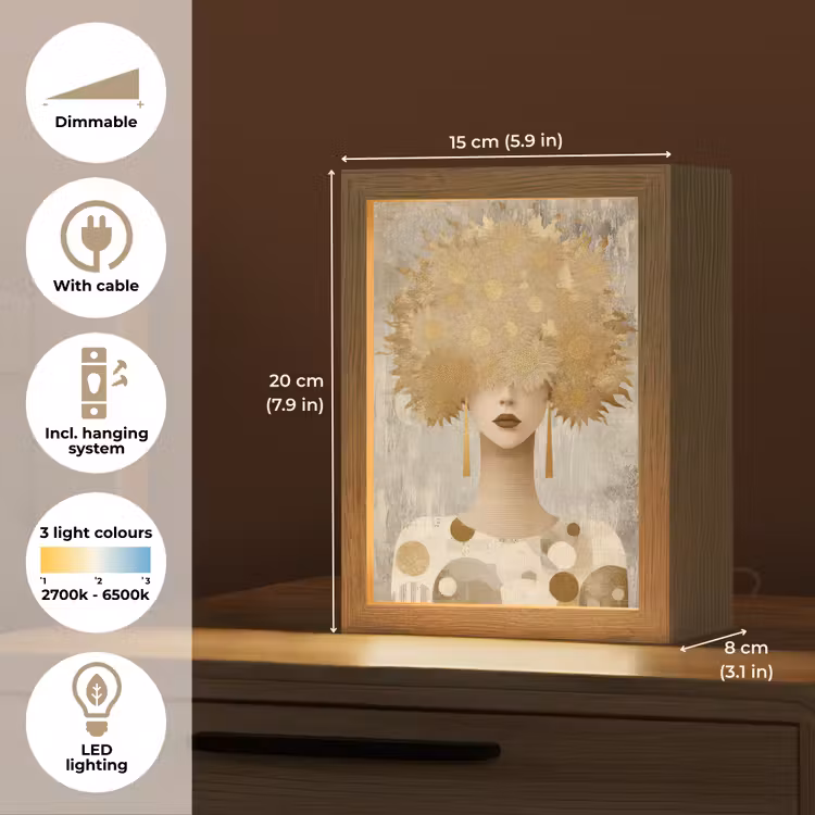 Goud - Portret - Vrouw Light Box met kabel (Tafellamp) klein -USP_EN