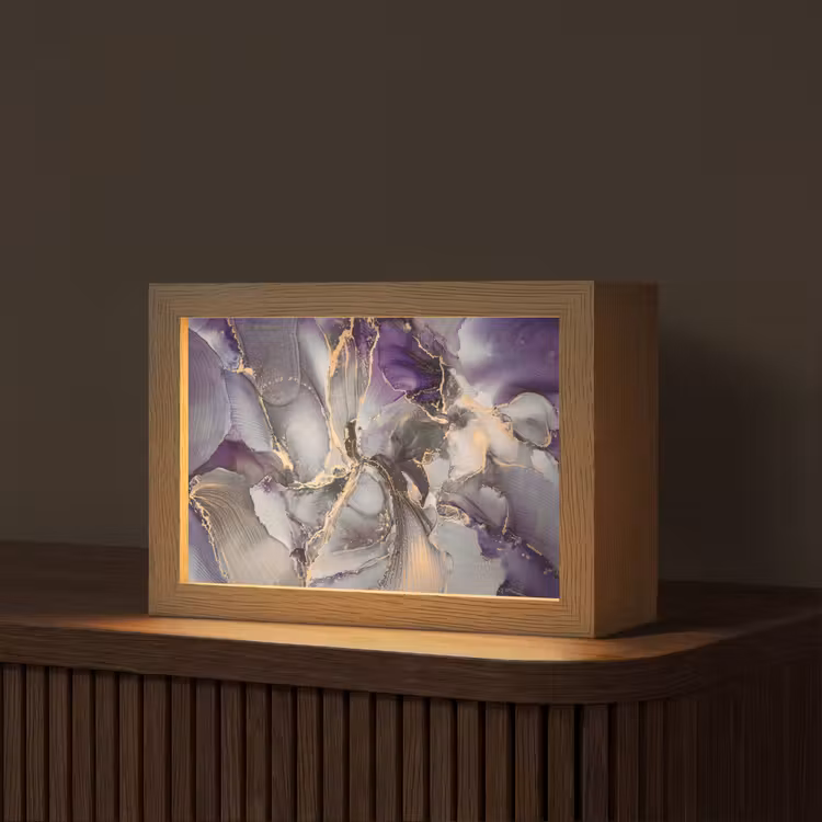 Goud - Paars - Marmer Light Box met kabel (Tafellamp) klein -z3d_website