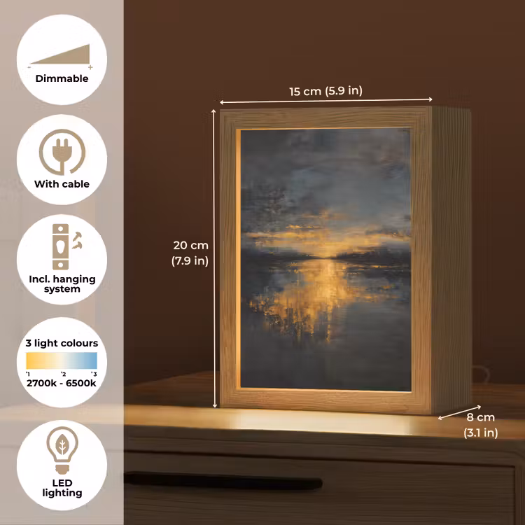 Gouden Reflectie op Water Light Box met kabel (Tafellamp) klein -USP_EN