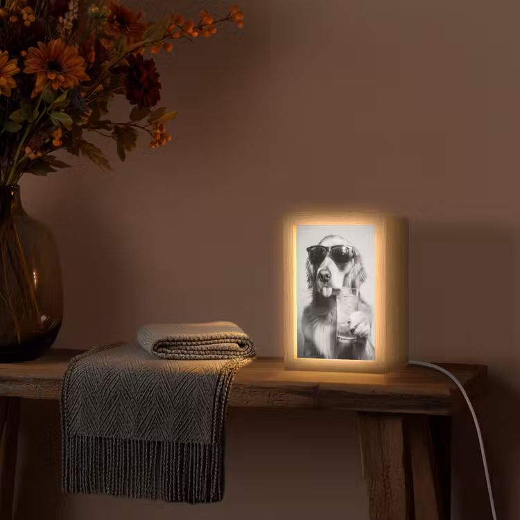 Golden retriever - Hond - Zonnebril - Gkas Light Box met kabel (Tafellamp) klein -sfeer4
