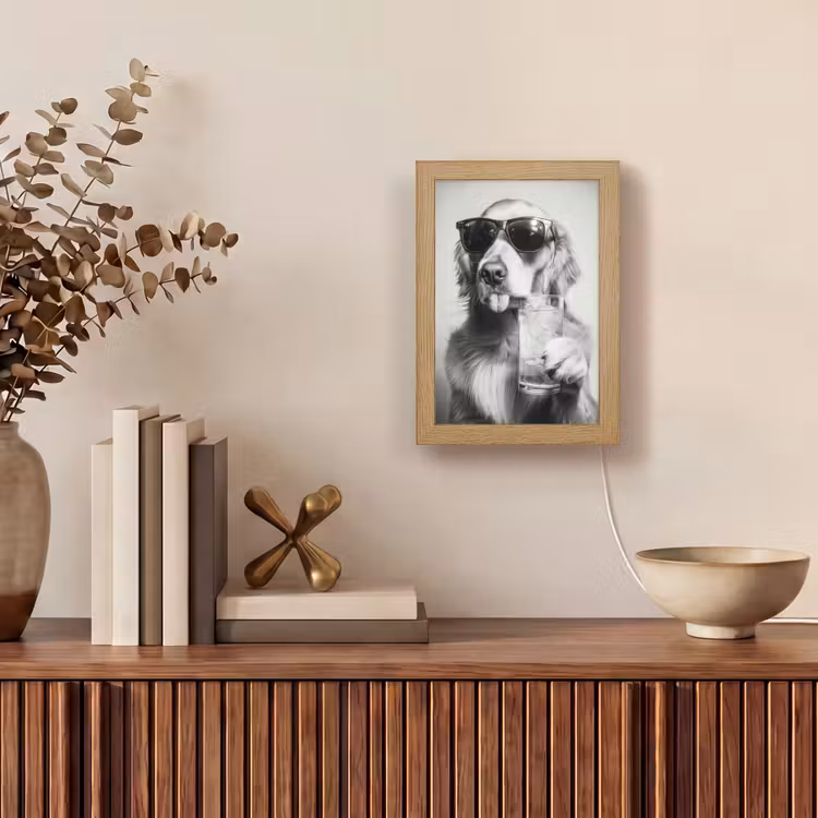 Golden retriever - Hond - Zonnebril - Gkas Light Box met kabel (Tafellamp) klein -sfeer2