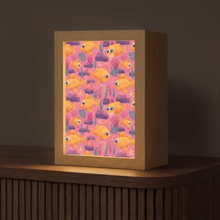 Goudvissen - Koraal - Kleurrijk Light Box met kabel (Tafellamp) klein 925 -z3d_website