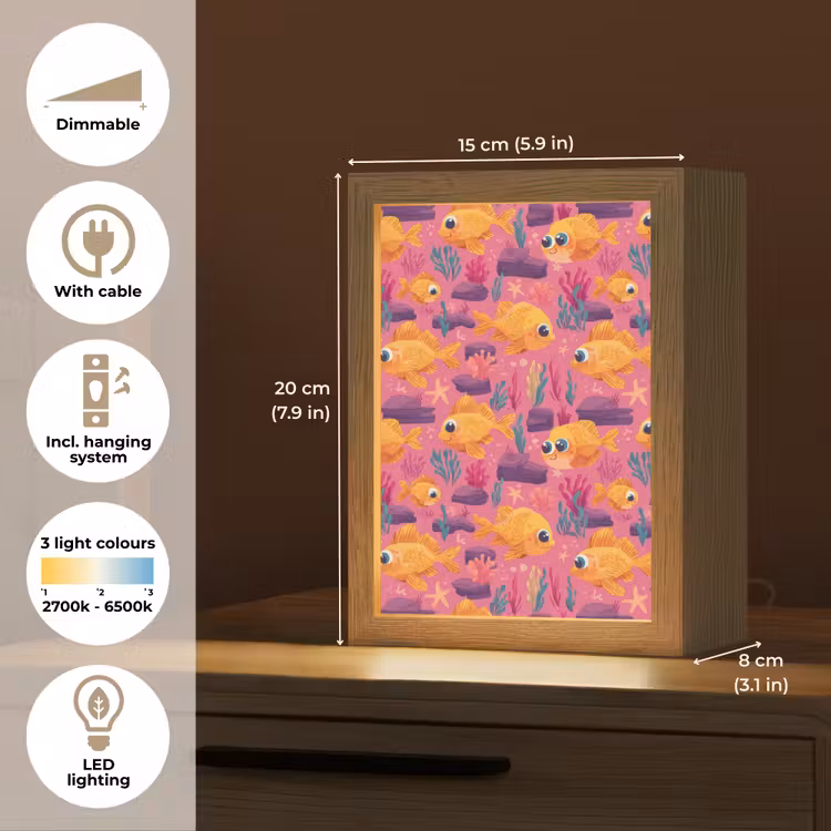 Goudvissen - Koraal - Kleurrijk Light Box met kabel (Tafellamp) klein 925 -USP_EN