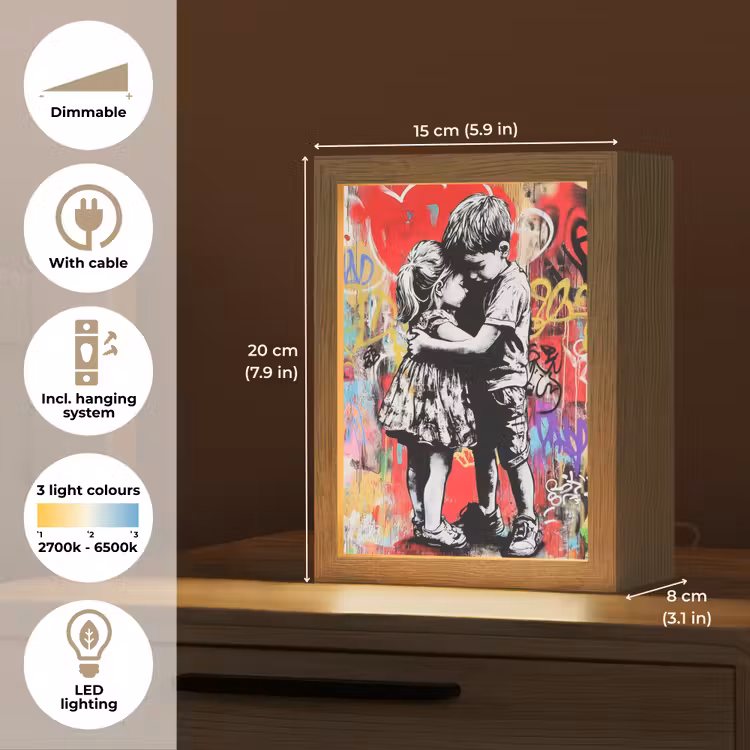 Graffiti - Zwart wit - Street art Light Box met kabel (Tafellamp) klein -USP_EN