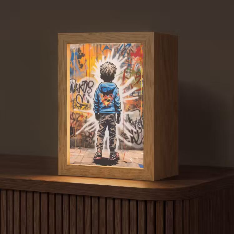 Graffiti - Jongen - Kleuren - Street Art Light Box met kabel (Tafellamp) klein -z3d_website