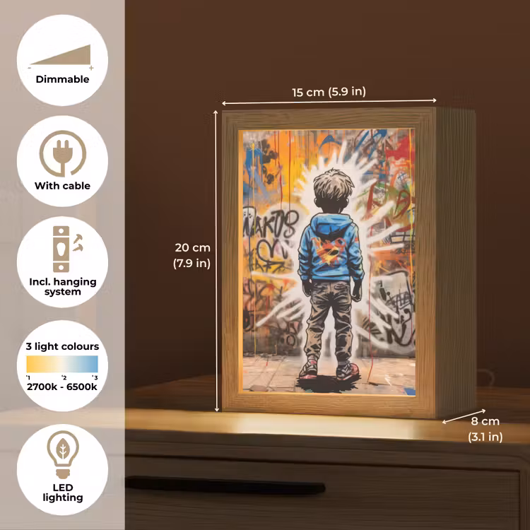 Graffiti - Jongen - Kleuren - Street Art Light Box met kabel (Tafellamp) klein -USP_EN