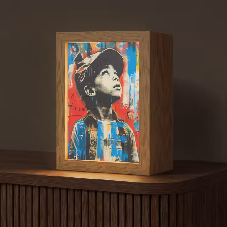 Graffiti - Jongen - Street art - Kleuren Light Box met kabel (Tafellamp) klein -z3d_website