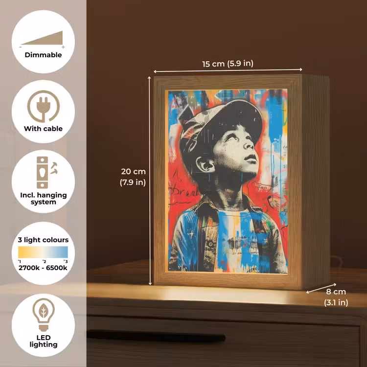 Graffiti - Jongen - Street art - Kleuren Light Box met kabel (Tafellamp) klein -USP_EN