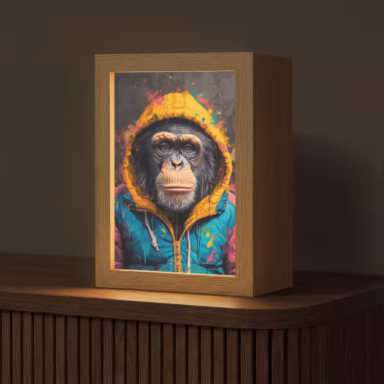 Graffiti - Chimpansee - Jas - Aap - Verf Light Box met kabel (Tafellamp) klein -z3d_website