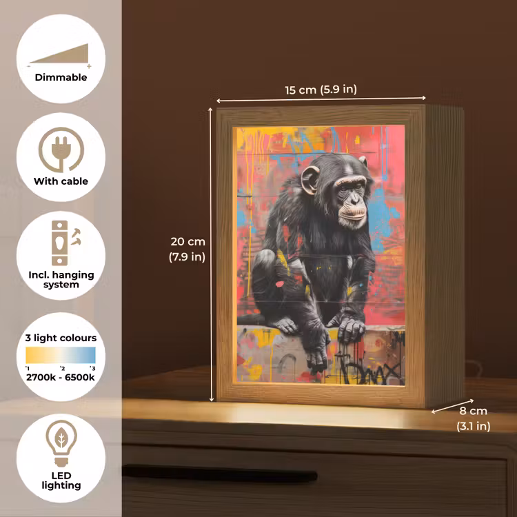 Graffiti - Chimpansee - Aap - Dieren - Street art Light Box met kabel (Tafellamp) klein -USP_EN