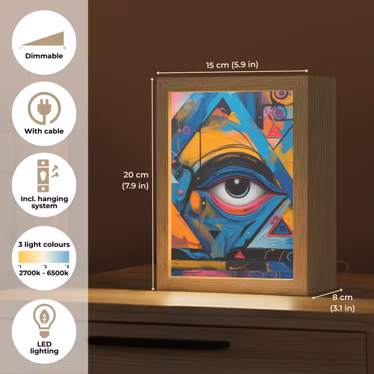 Graffiti - Kleuren - Oog - Kunst Light Box met kabel (Tafellamp) klein -USP_EN
