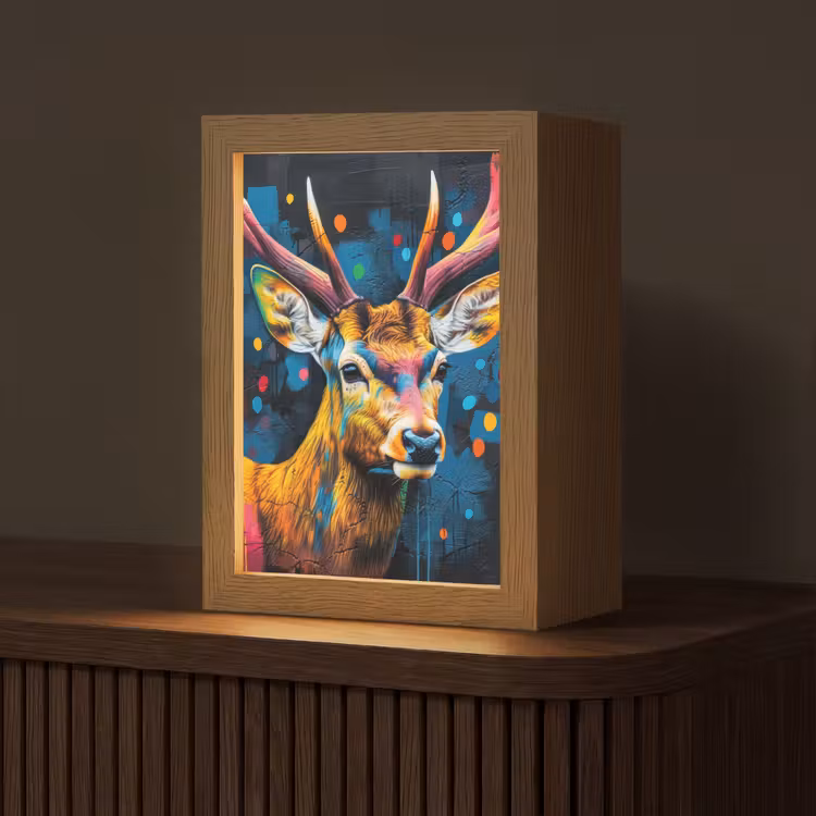 Graffiti - Hert - Dier - Kleurrijk Light Box met kabel (Tafellamp) klein -z3d_website