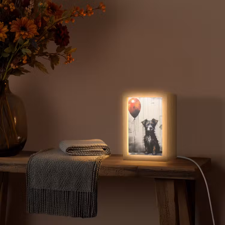 Graffiti - Hond - Ballon - Dieren Light Box met kabel (Tafellamp) klein -sfeer4