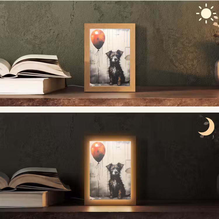 Graffiti - Hond - Ballon - Dieren Light Box met kabel (Tafellamp) klein -sfeer3