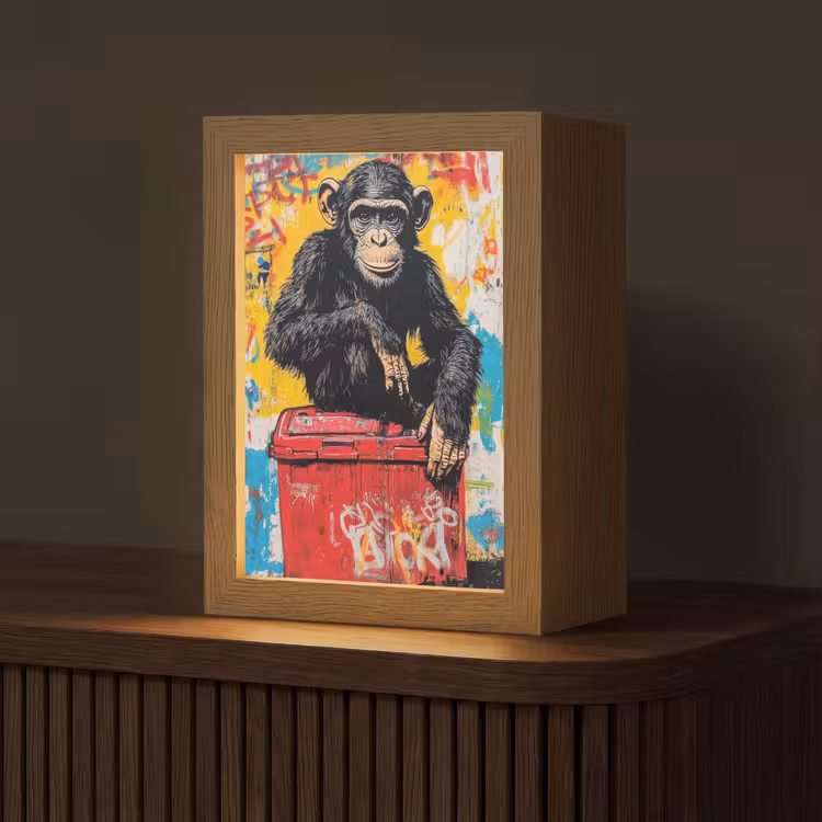 Graffiti - Aap - Street art - Dieren Light Box met kabel (Tafellamp) klein -z3d_website