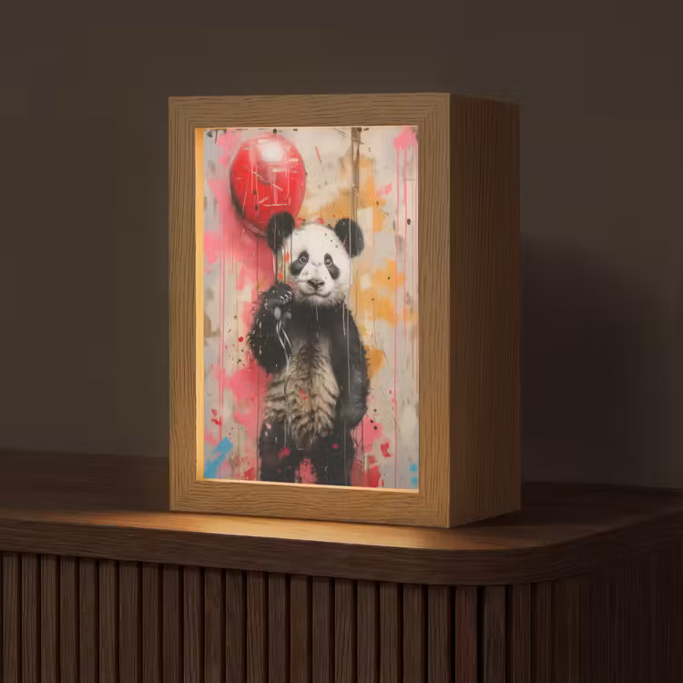 Graffiti - Panda - Ballon - Street art - Dier Light Box met kabel (Tafellamp) klein -z3d_website