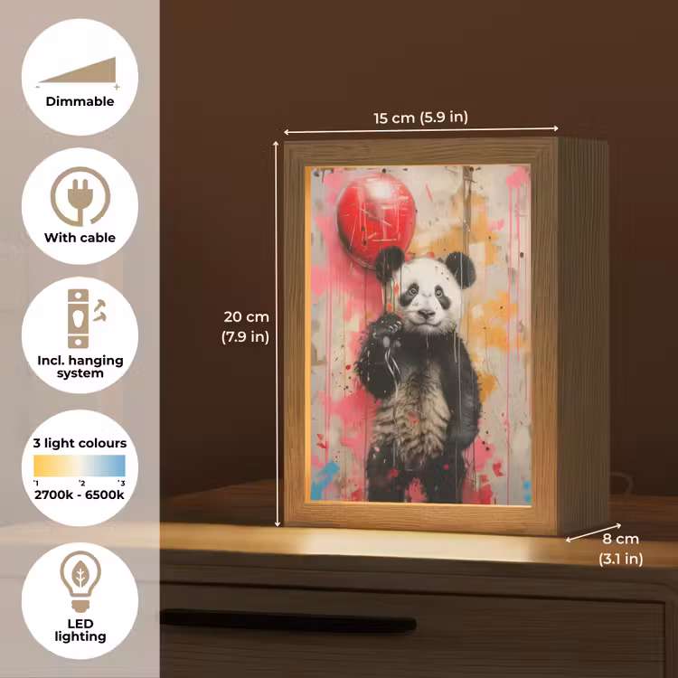 Graffiti - Panda - Ballon - Street art - Dier Light Box met kabel (Tafellamp) klein -USP_EN
