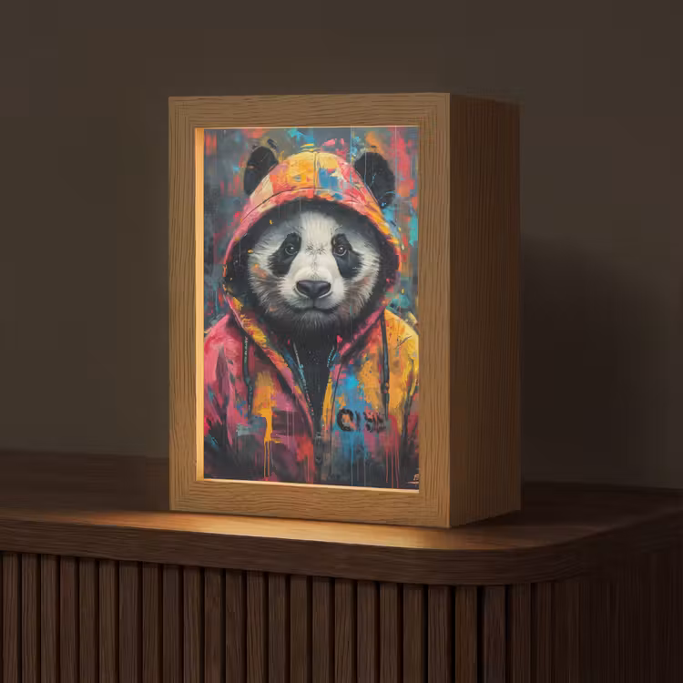 Graffiti - Panda - Jas - Kleurrijk - Street art Light Box met kabel (Tafellamp) klein -z3d_website