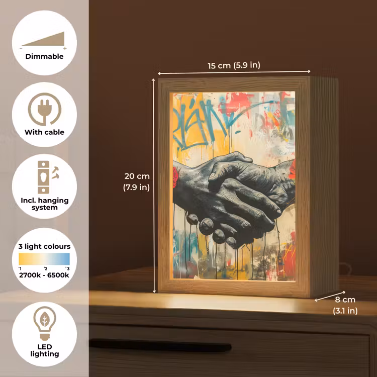 Graffiti - Rozen - Handen - Street art Light Box met kabel (Tafellamp) klein -USP_EN