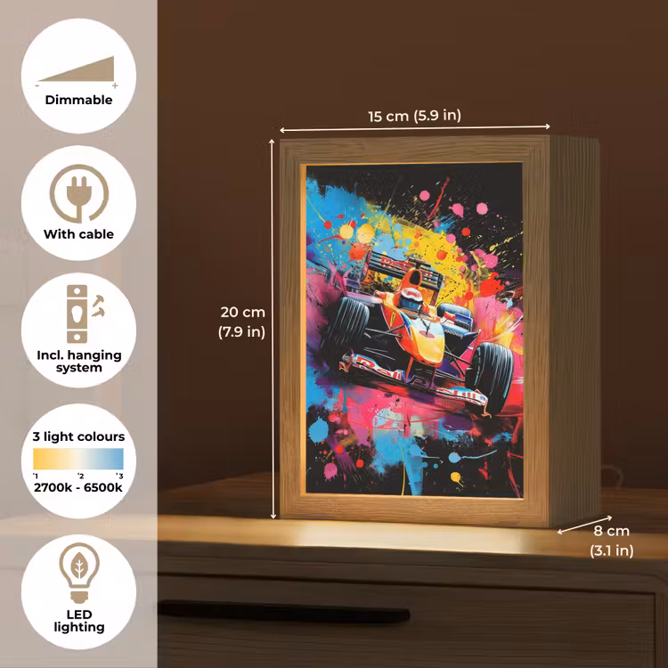 Graffiti - Sport - Auto - Formule 1 - Autosport Light Box met kabel (Tafellamp) klein -USP_EN