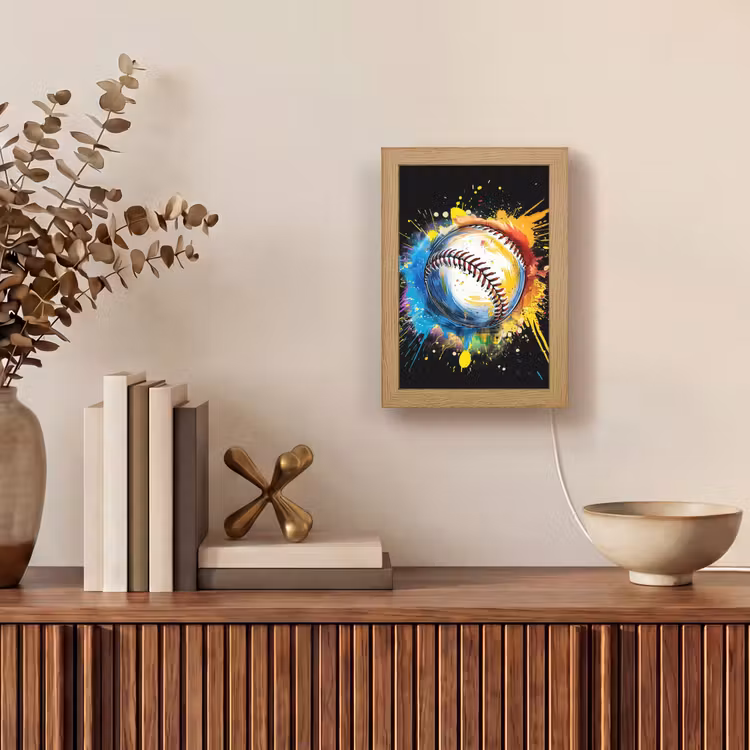 Graffiti - Sport - Baseball - Honkbal Light Box met kabel (Tafellamp) klein -sfeer2