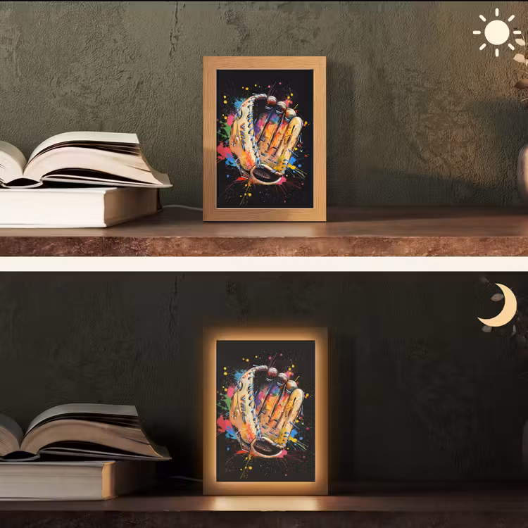 Graffiti - Sport - Baseball - Honkbal Light Box met kabel (Tafellamp) klein -sfeer3