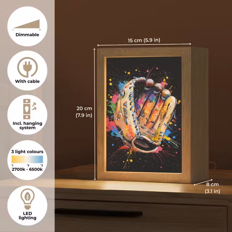 Graffiti - Sport - Baseball - Honkbal Light Box met kabel (Tafellamp) klein -USP_EN