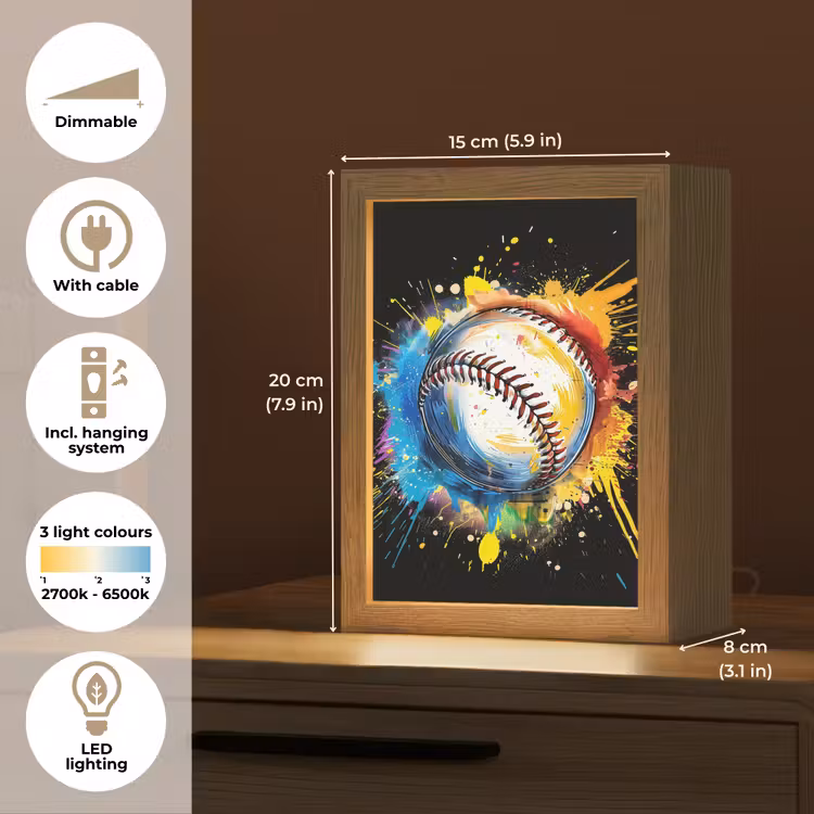Graffiti - Sport - Baseball - Honkbal Light Box met kabel (Tafellamp) klein -USP_EN