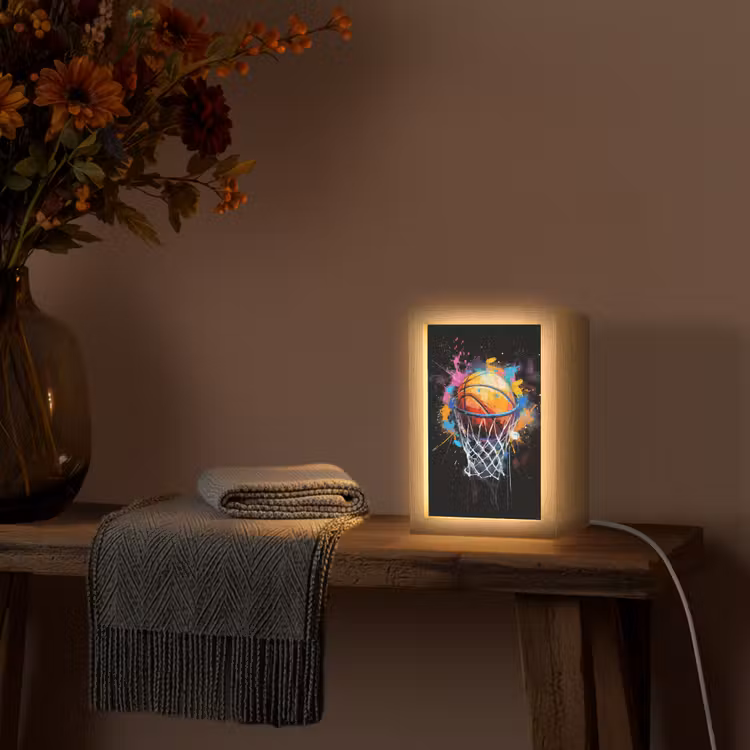 Graffiti - Sport - Basketbal - Basket Light Box met kabel (Tafellamp) klein -sfeer4