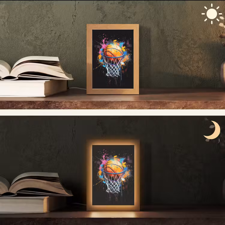 Graffiti - Sport - Basketbal - Basket Light Box met kabel (Tafellamp) klein -sfeer3