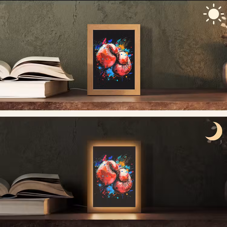 Graffiti - Sport - Boksen - Bokshandschoenen Light Box met kabel (Tafellamp) klein -sfeer3