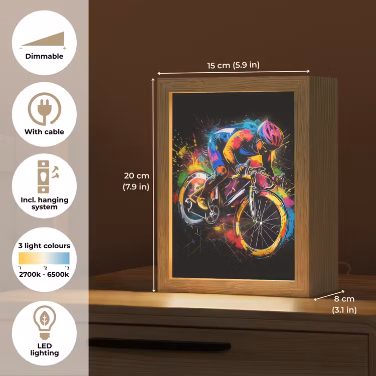Graffiti - Sport - Wielrennen - Fiets Light Box met kabel (Tafellamp) klein -USP_EN