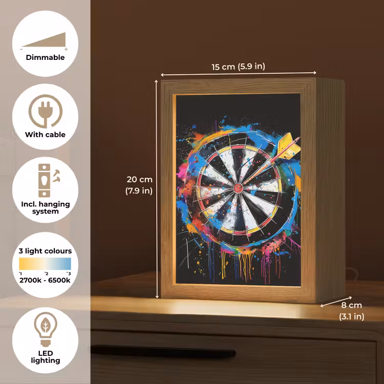 Graffiti - Sport - Darten - Dartbord Light Box met kabel (Tafellamp) klein -USP_EN