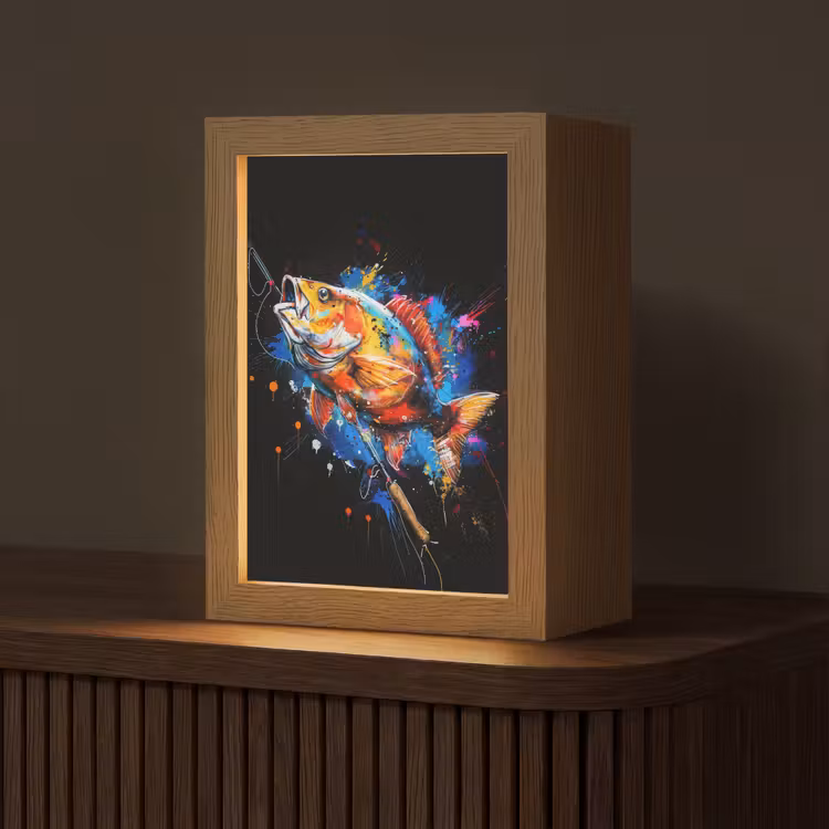 Graffiti - Sport - Vissen - Vis - Hengel Light Box met kabel (Tafellamp) klein -z3d_website