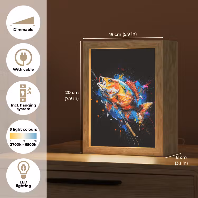 Graffiti - Sport - Vissen - Vis - Hengel Light Box met kabel (Tafellamp) klein -USP_EN