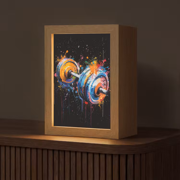 Graffiti - Sport - Fitness - Dumbbell - Gym Light Box met kabel (Tafellamp) klein -z3d_website