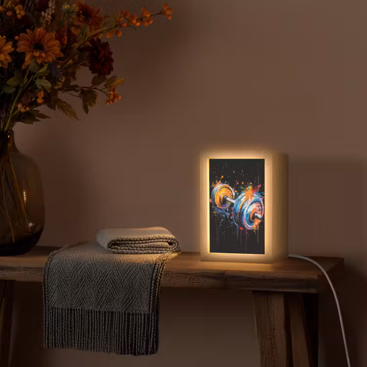 Graffiti - Sport - Fitness - Dumbbell - Gym Light Box met kabel (Tafellamp) klein -sfeer4