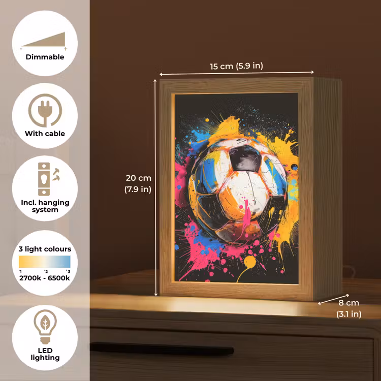 Graffiti - Sport - Voetbal - Verf - Bal Light Box met kabel (Tafellamp) klein -USP_EN