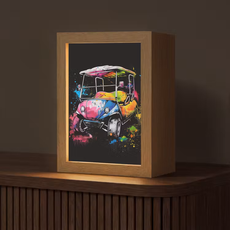 Graffiti - Sport - Golf - Golfkar Light Box met kabel (Tafellamp) klein -z3d_website