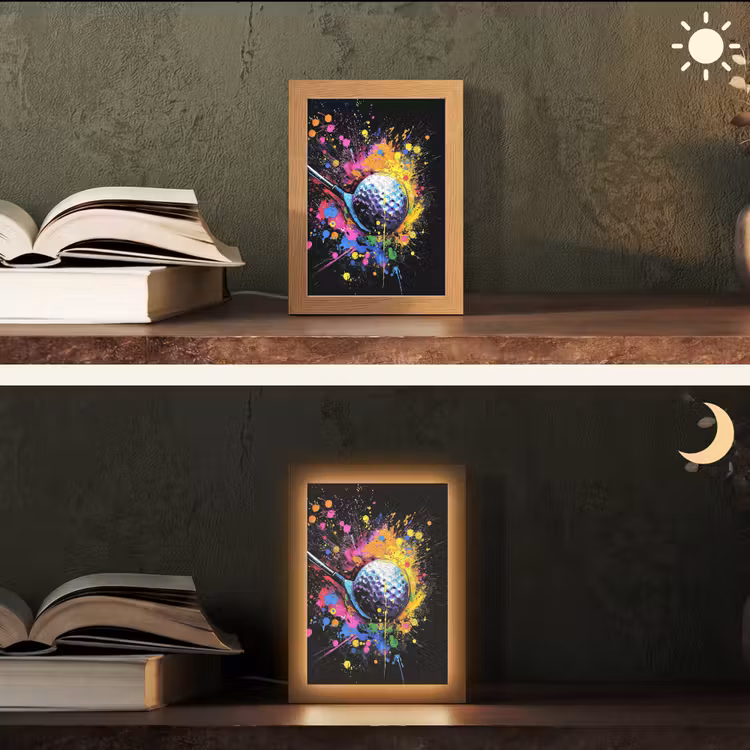 Graffiti - Sport - Golf - Golfclub Light Box met kabel (Tafellamp) klein -sfeer3