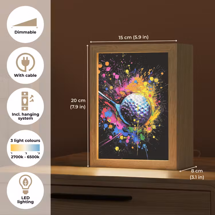 Graffiti - Sport - Golf - Golfclub Light Box met kabel (Tafellamp) klein -USP_EN