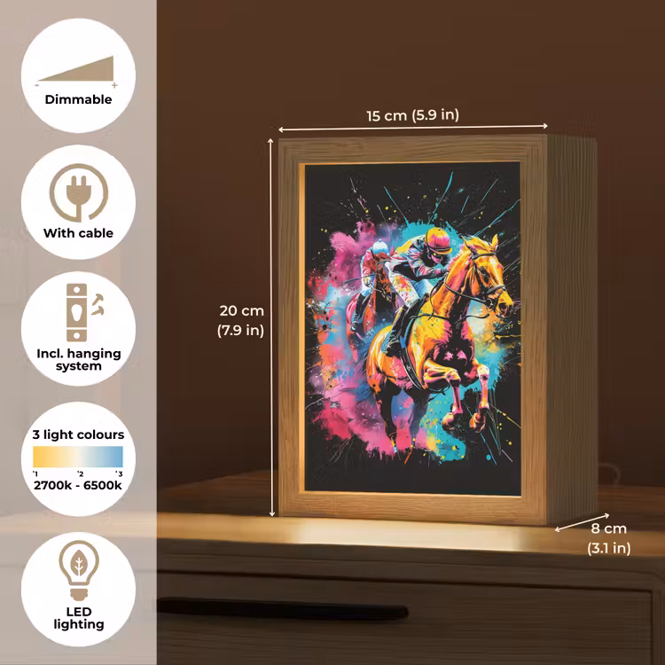 Graffiti - Sport - Paard rensport - Paardrijden Light Box met kabel (Tafellamp) klein -USP_EN
